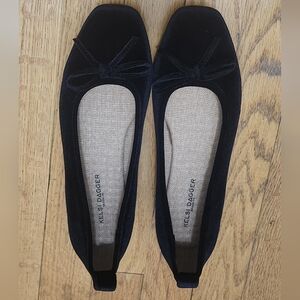 Kelsi Dagger Brooklyn Women’s Black Velvet Ballet Flats Bow Slip-On Shoes Size 8